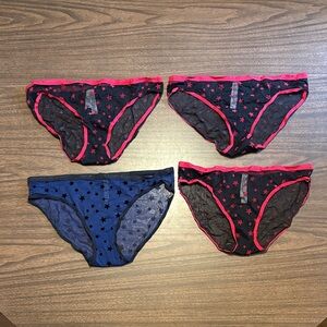 Victoria’s Secret Medium Semi Sheer Star Panties Bundle of 4 Culotte Bikini